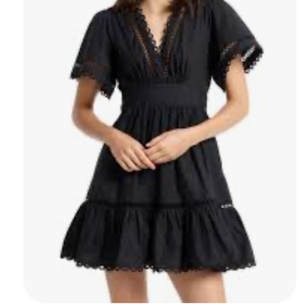 Elegant Black Lace Trim Dress